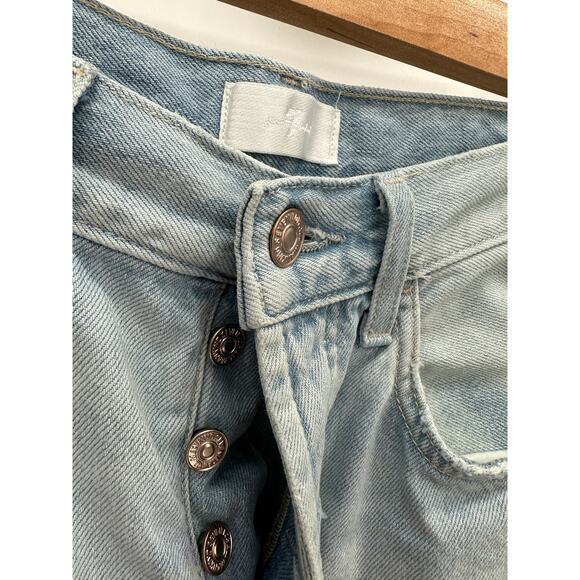 7 For All Mankind Easy Straight Button Fly Light Wash Blue Jeans Women's Size 25 - Picture 8 of 13